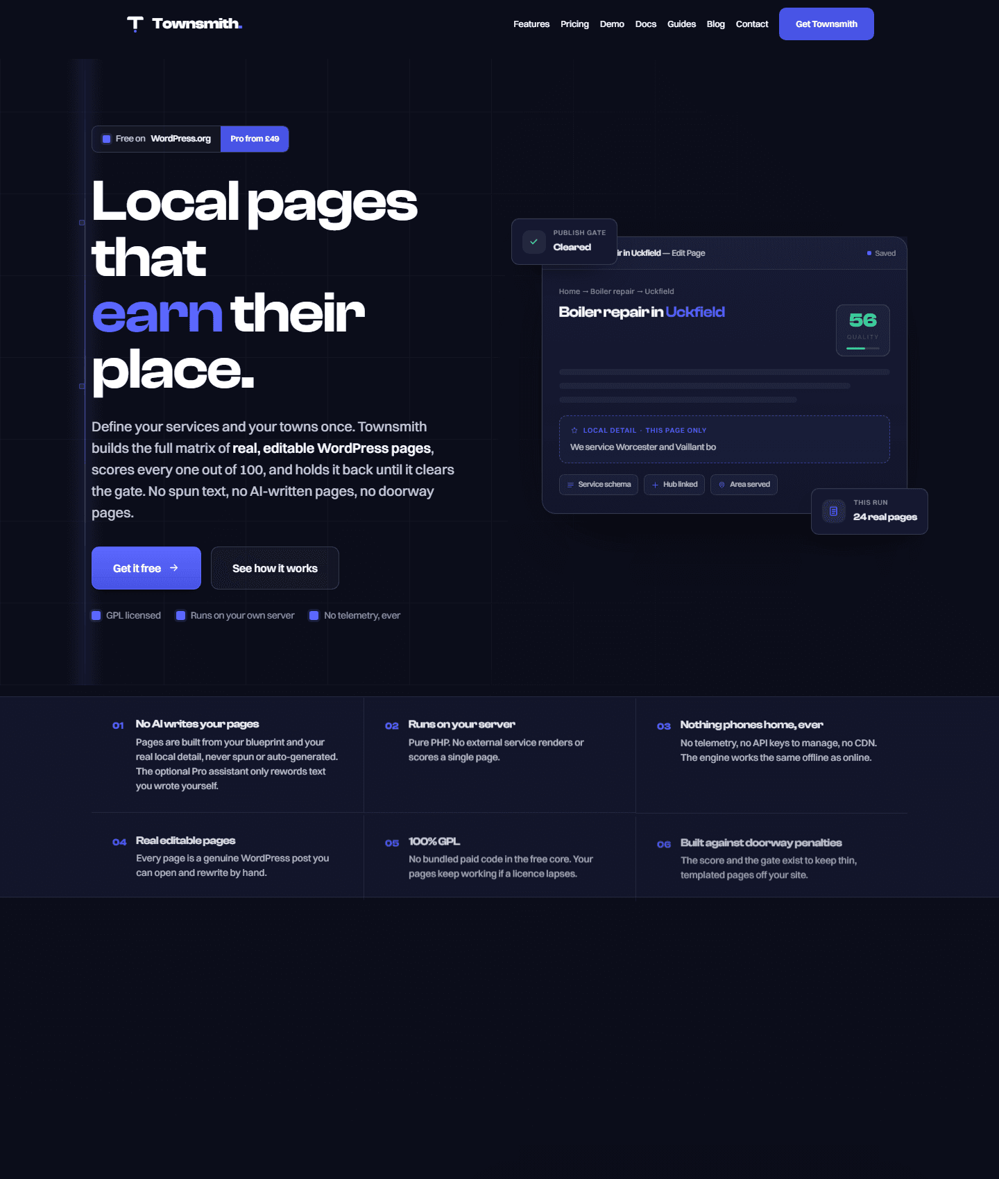 Townsmith, the local pages engine for WordPress